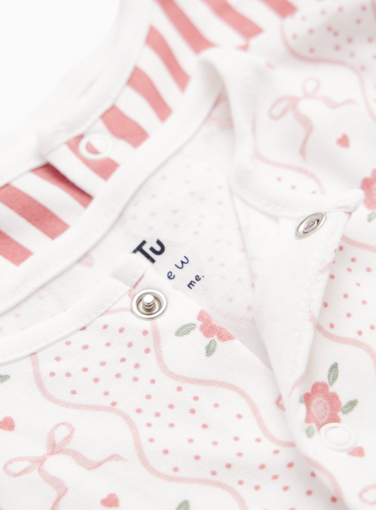 Flower, Bows & Stripes Sleepsuits 3-Pack  Newborn - Image 2 thumbnail